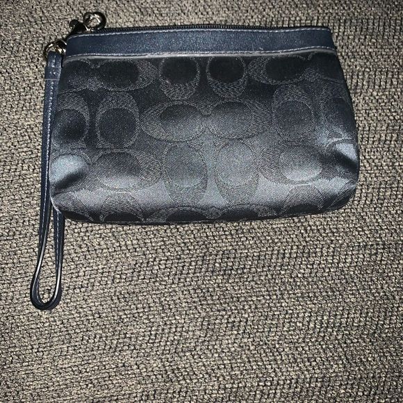 Coach Signature Collection Zip Wallet Pouch Navy - Picture 2 of 3